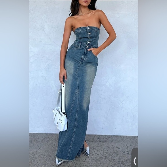 White Fox Blue Denim Overalls with Classic Style - Picture 1 of 4